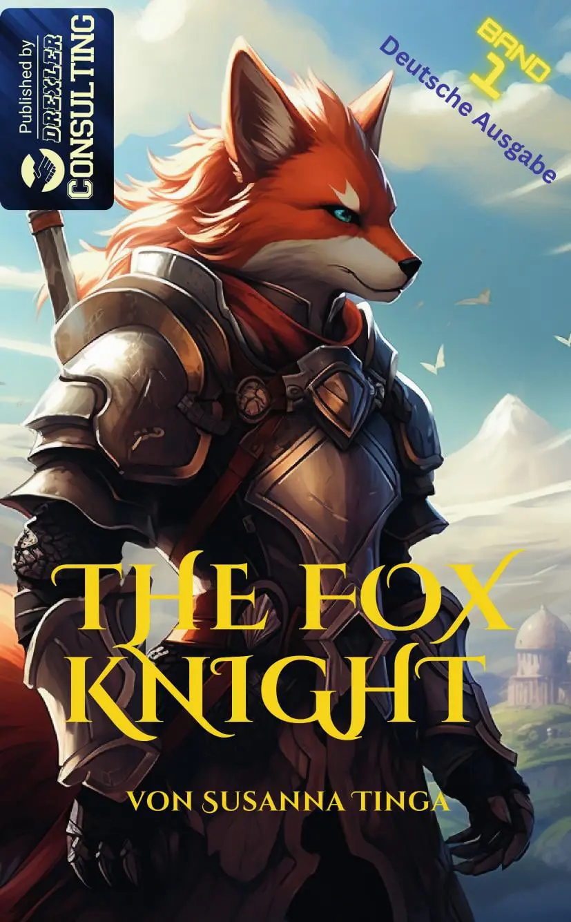 deutsche ausgabe von the foxknight ein kinder abenteuerbuch der superlative veröffentlicht durch drexler consulting, geschrieben von der kinderbuch authorin susanna tinga